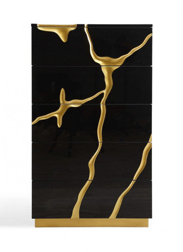 Modrest Aspen Modern Black and Gold Chest - Stylish Design Furniture