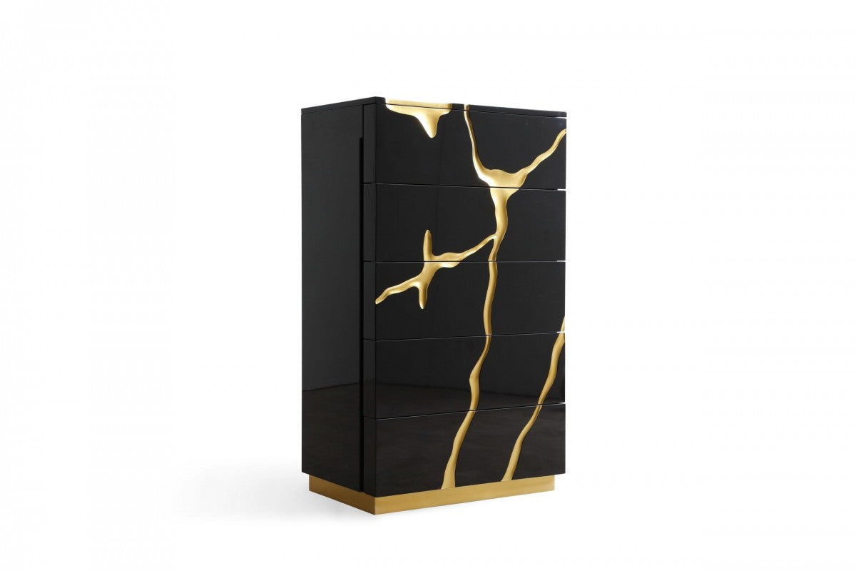 Modrest Aspen Modern Black and Gold Chest - Stylish Design Furniture