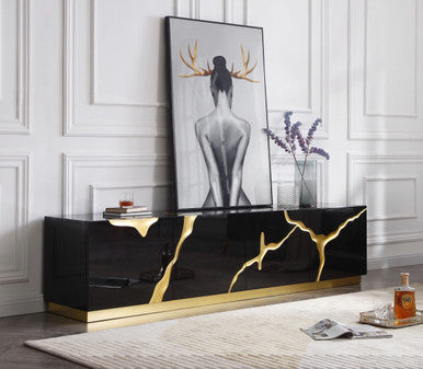 Modrest Aspen Modern Black & Gold TV Stand
