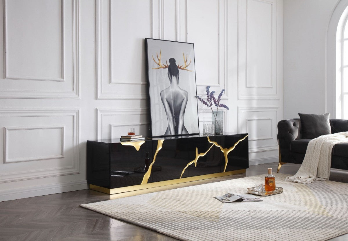 Modrest Aspen Modern Black & Gold TV Stand