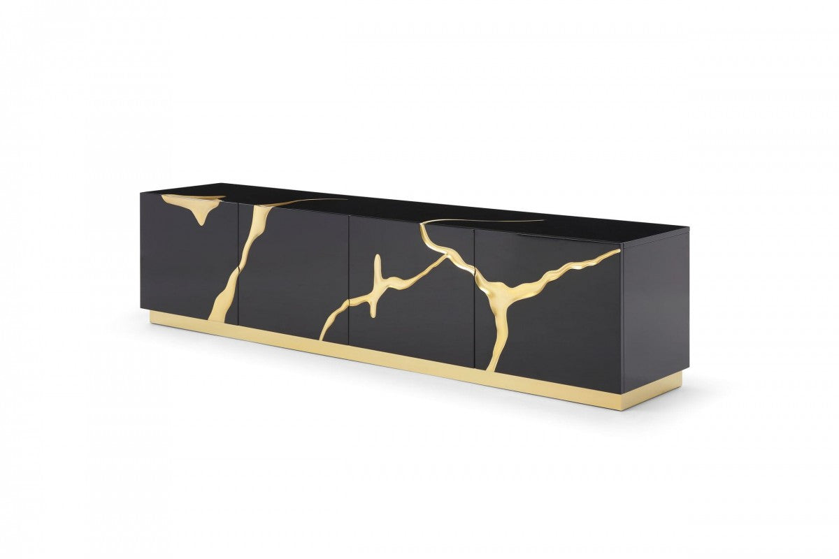 Modrest Aspen Modern Black & Gold TV Stand