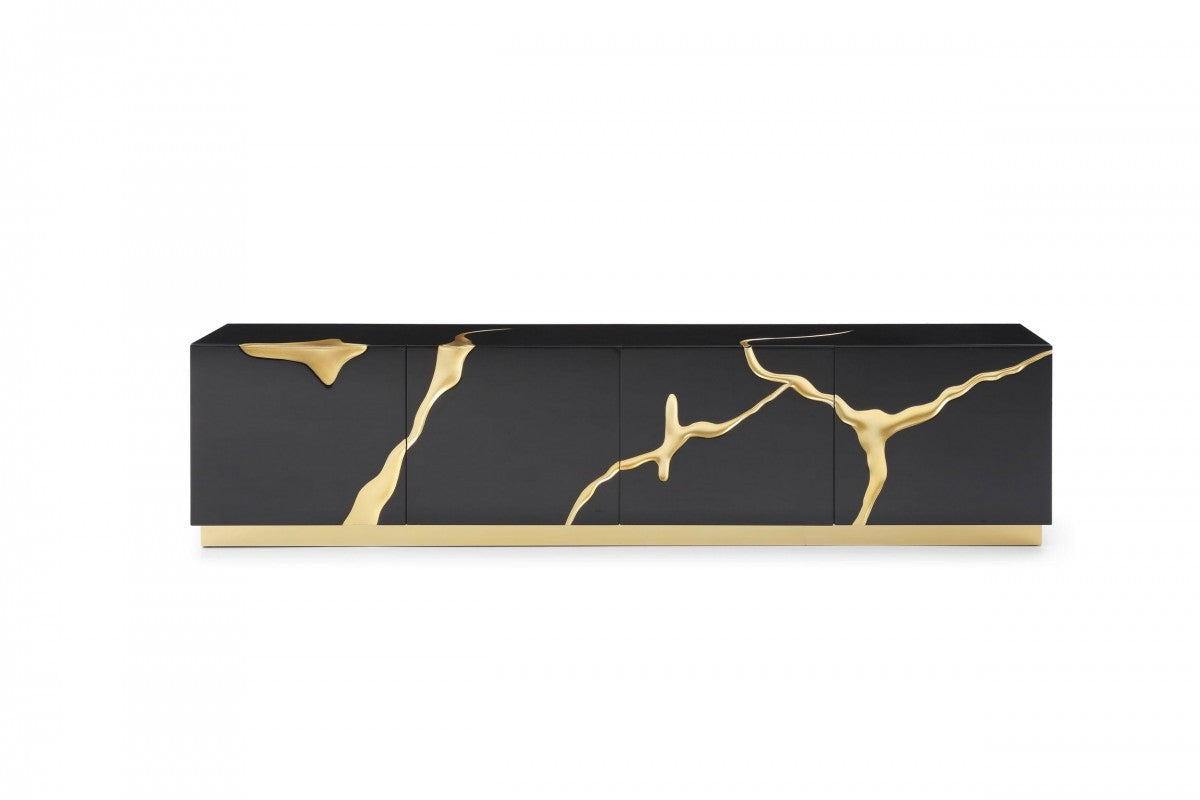 Modrest Aspen Modern Black & Gold TV Stand