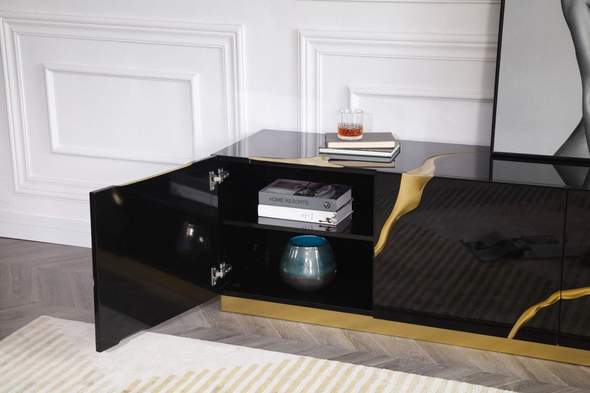 Modrest Aspen Modern Black & Gold TV Stand