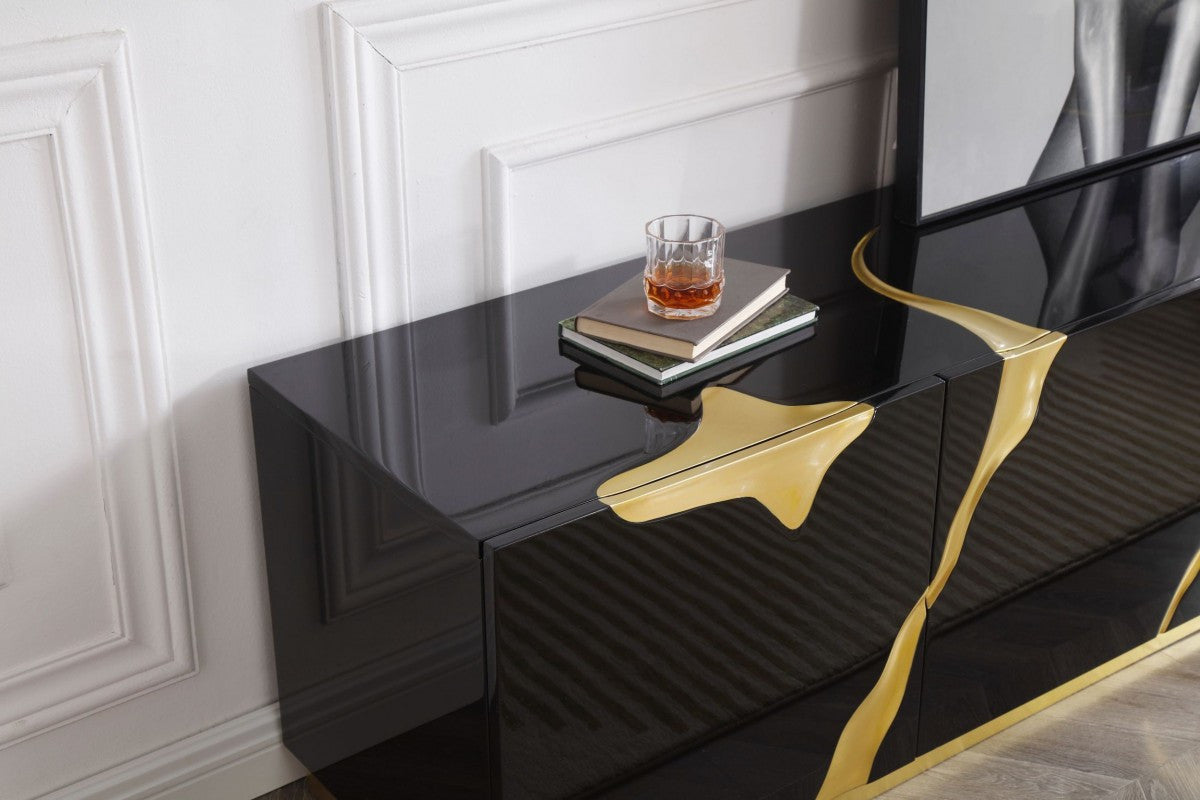 Modrest Aspen Modern Black & Gold TV Stand