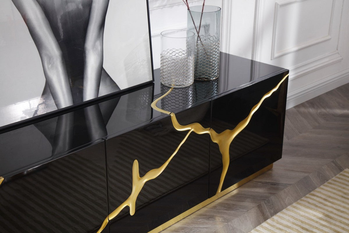 Modrest Aspen Modern Black & Gold TV Stand