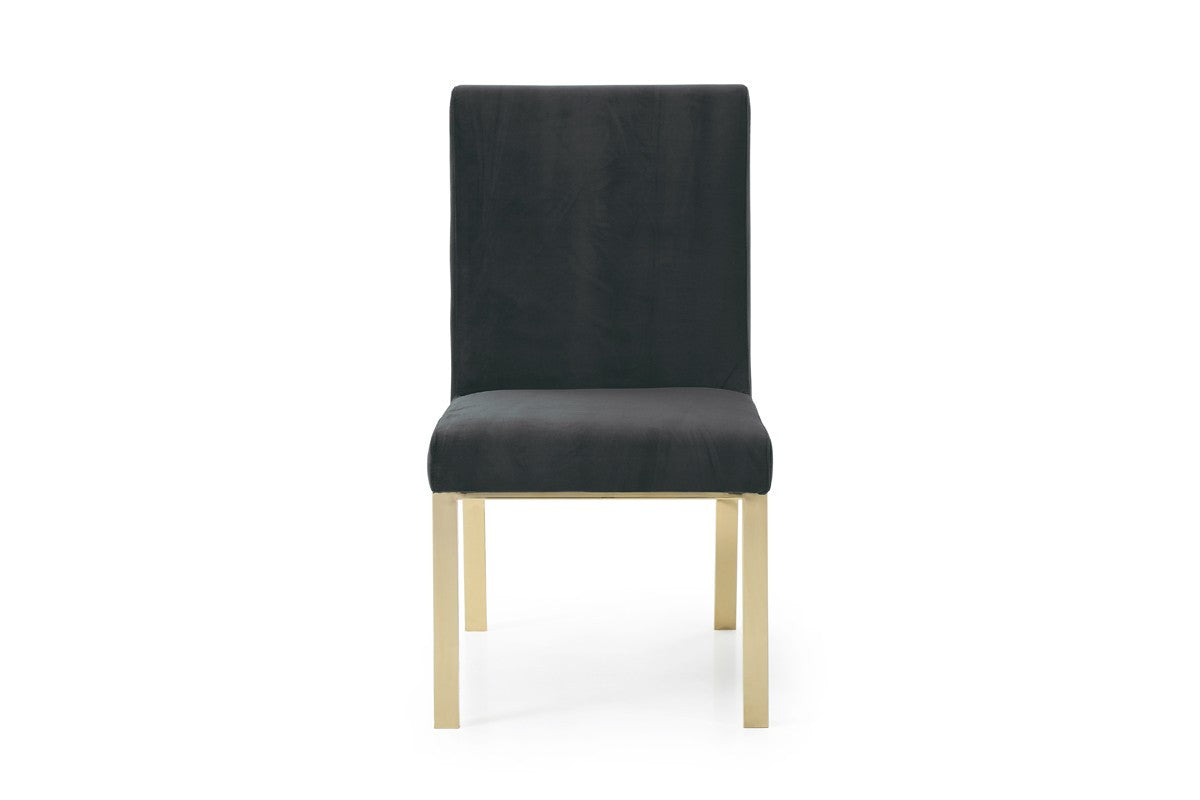 Modrest Reba Modern Black Velvet & Gold Dining Chair (Set of 2)