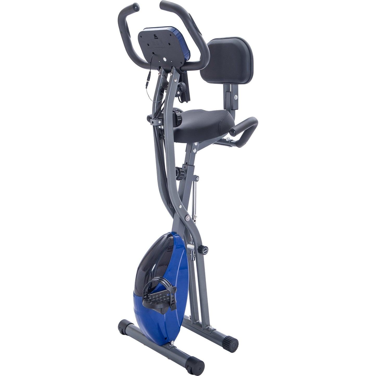 Bolter Folding Exercise Bike with 10-Level Adjustable Resistance, Fitness Upright and Recumbent X- Bike, Arm Bands and Backrest