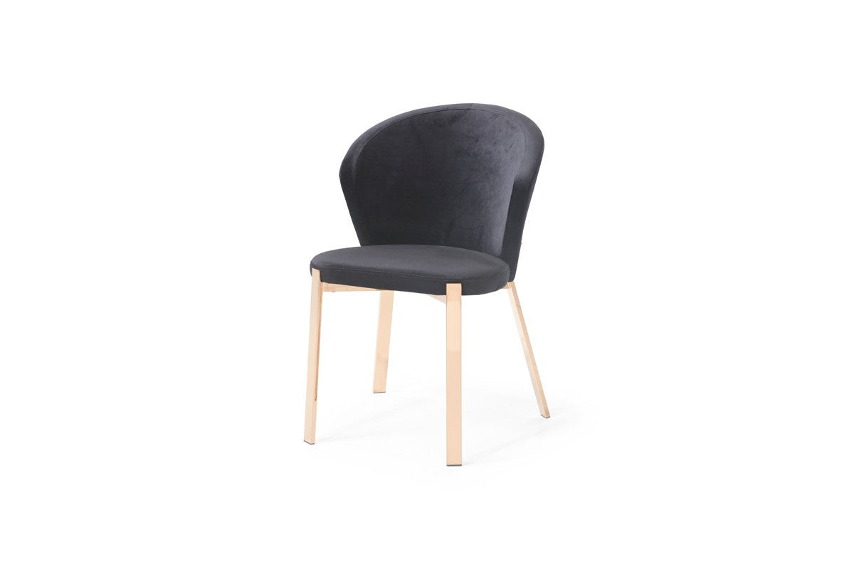 Modrest Nadia Modern Black Velvet & Rosegold Dining Chair (Set of 2)