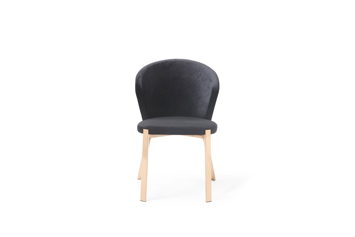 Modrest Nadia Modern Black Velvet & Rosegold Dining Chair (Set of 2)