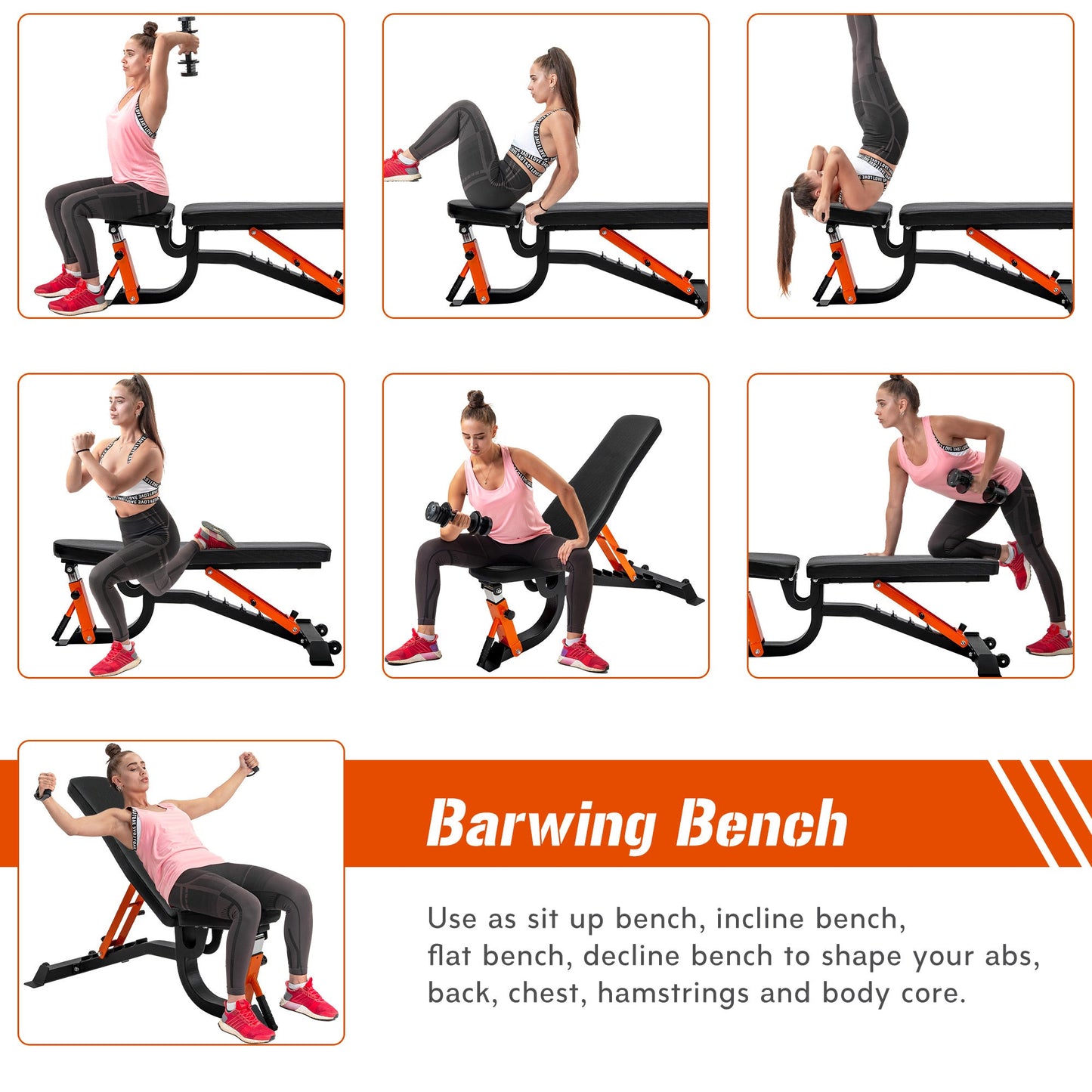 Harmon Training Bench Adjustable Weight Gym Strength - 600lbs Weight Capacity