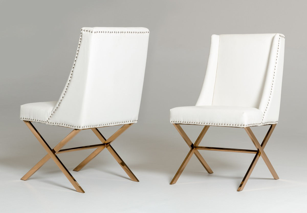 Modrest Alexia Modern White & Rosegold Dining Chair
