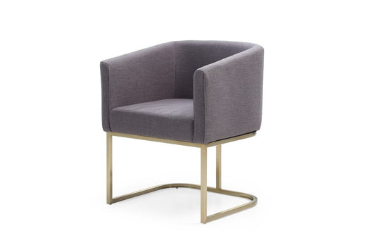 Modrest Yukon Modern Grey Fabric & Antique Brass Dining Chair - Stylish Design Furniture