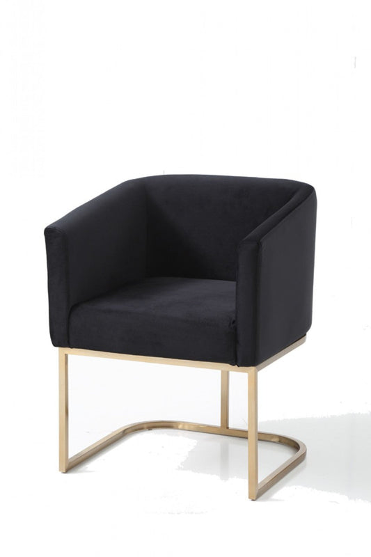 Modrest Yukon Modern Black Velvet & Gold Dining Chair - Stylish Design Furniture
