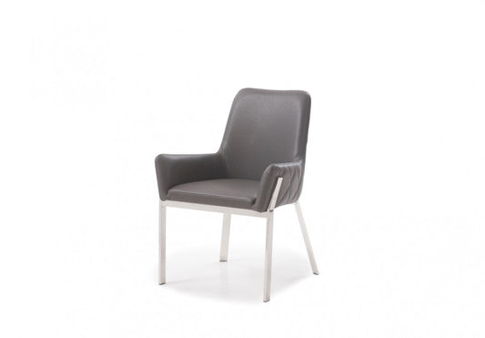 Modrest Robin Modern Grey Bonded Leather Dining Chair - Stylish Design Furniture