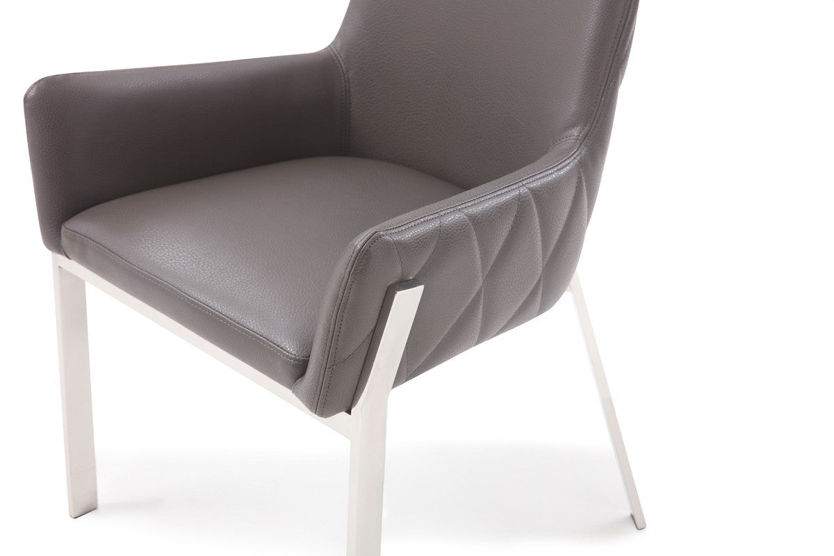Modrest Robin Modern Grey Bonded Leather Dining Chair