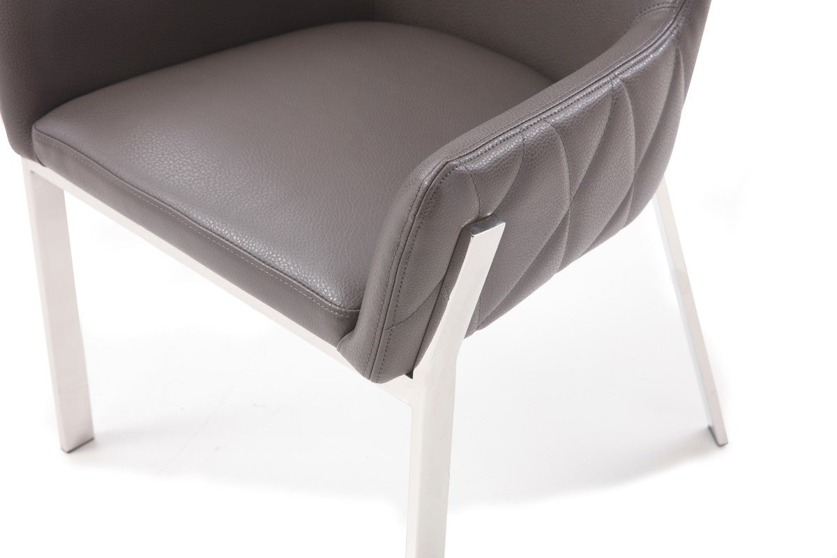 Modrest Robin Modern Grey Bonded Leather Dining Chair