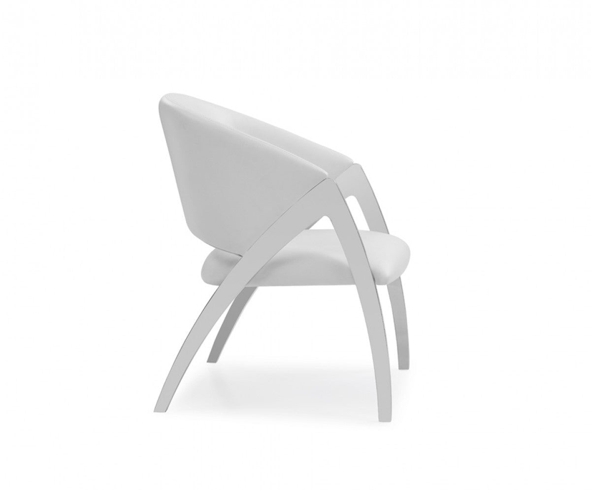 Modrest Rabia Modern White Leatherette Accent Chair