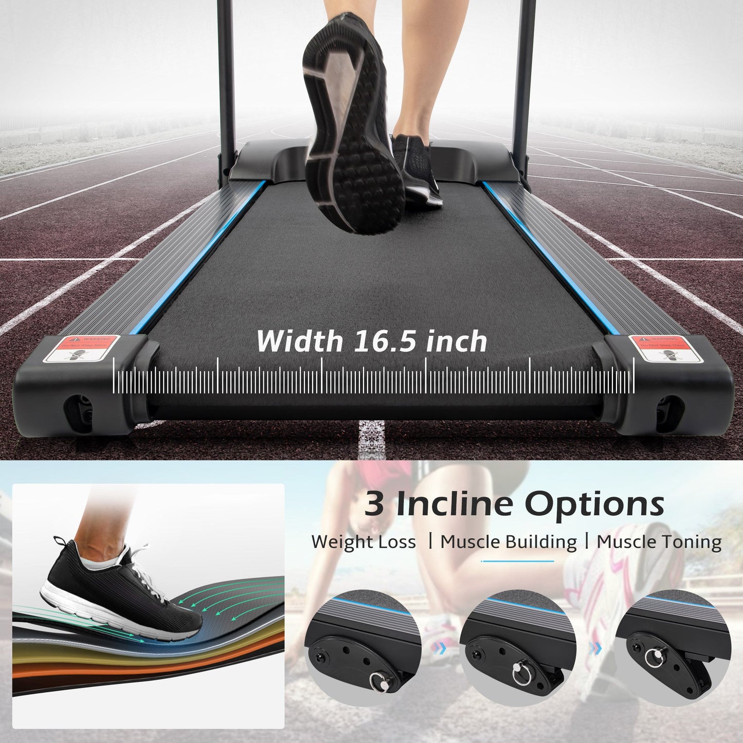 Balar Electric Motorized Treadmill for Home Gym with Audio Speakers & Incline Adjuster
