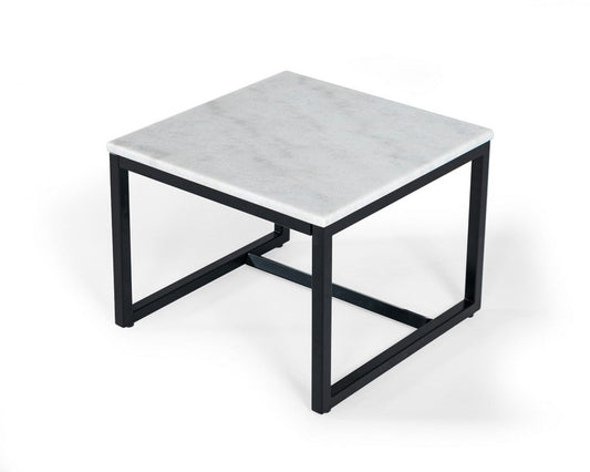 Modrest Baca - White Marble + Black Metal End Table - Stylish Design Furniture