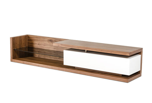 Modrest Jefferson Low Modern Walnut & White TV Unit - Stylish Design Furniture