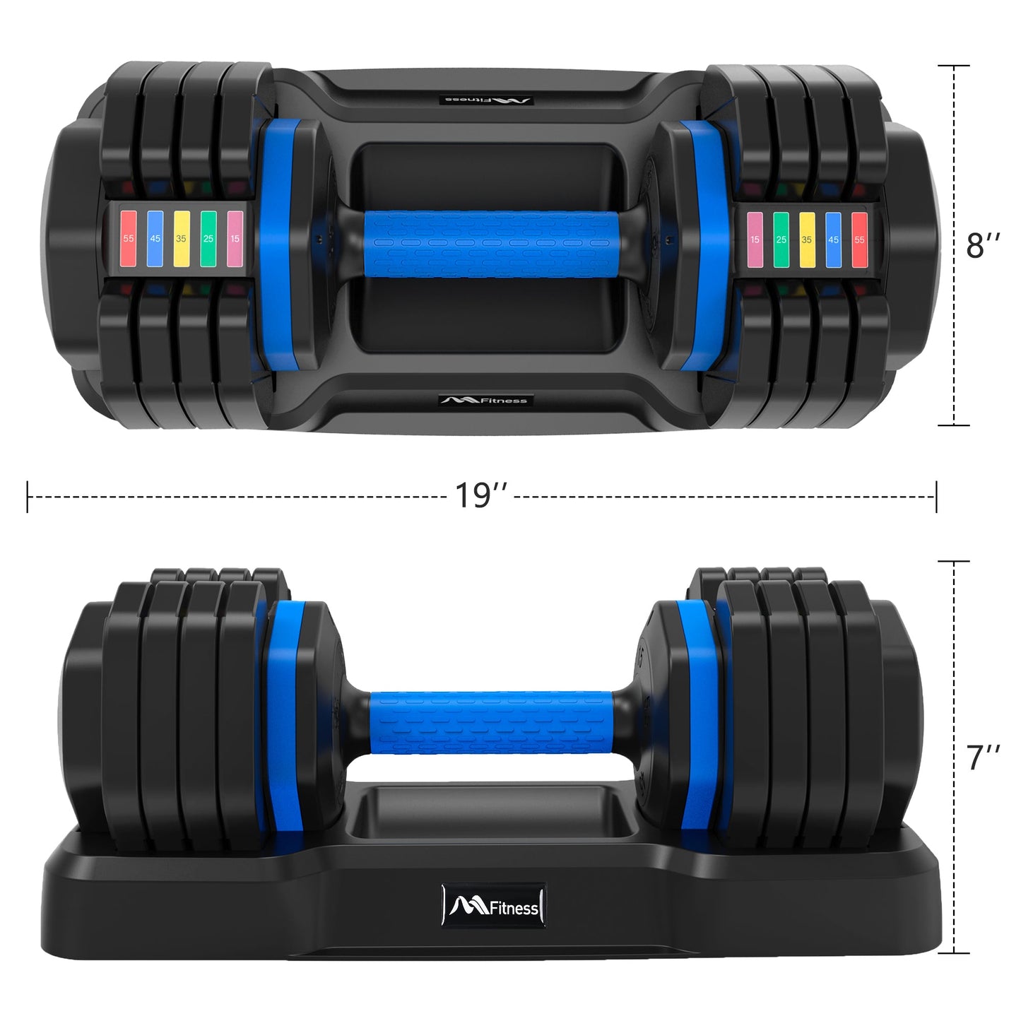 Kendall Adjustable Dumbbell with Tray 55lb Single Fast Exercise Fitness