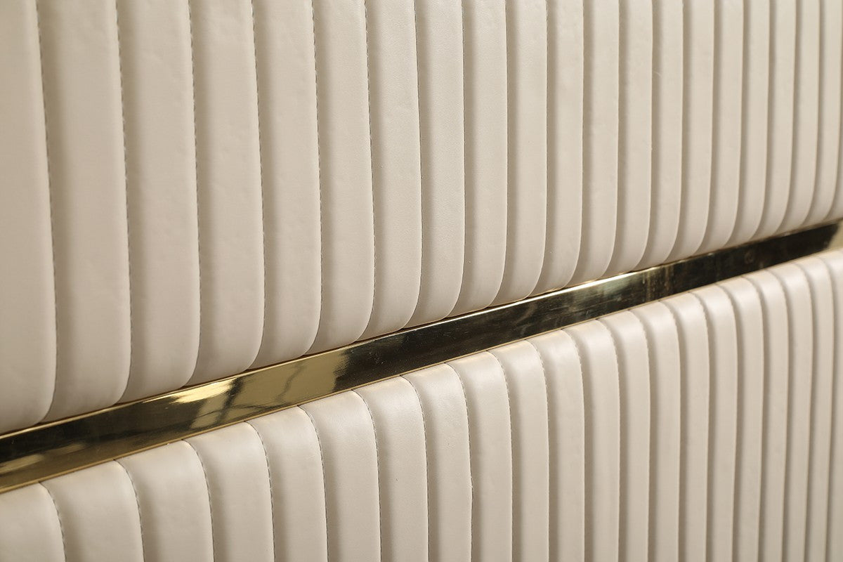 Modrest- Sterling Modern Beige Bonded Leather & Gold Bed