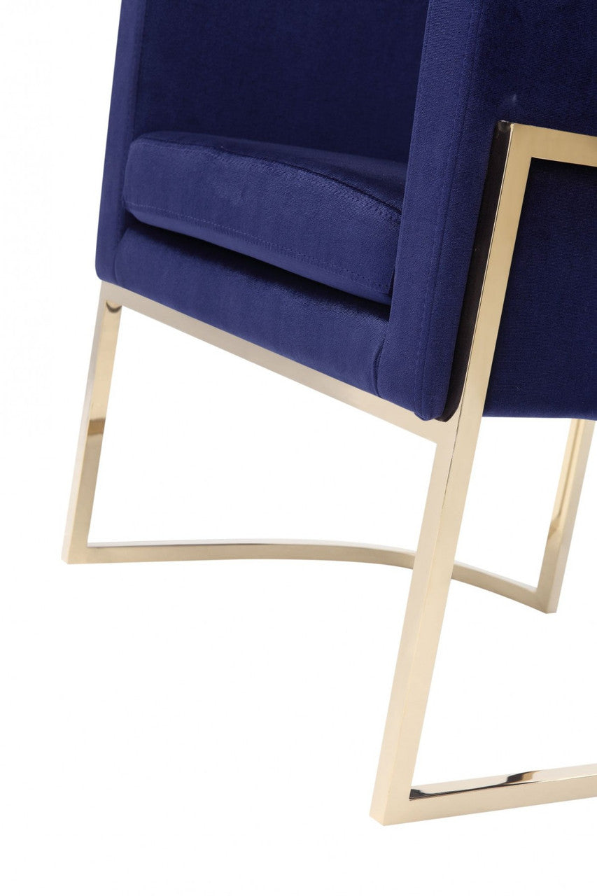 Modrest Betsy - Modern Navy Blue Velvet + Gold Kids Chair