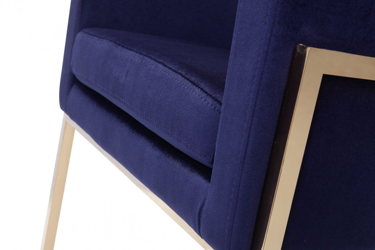 Modrest Betsy - Modern Navy Blue Velvet + Gold Kids Chair