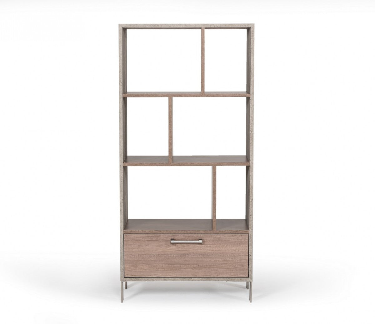 Nova Domus Boston Modern Brown Oak & Faux Concrete Bookcase