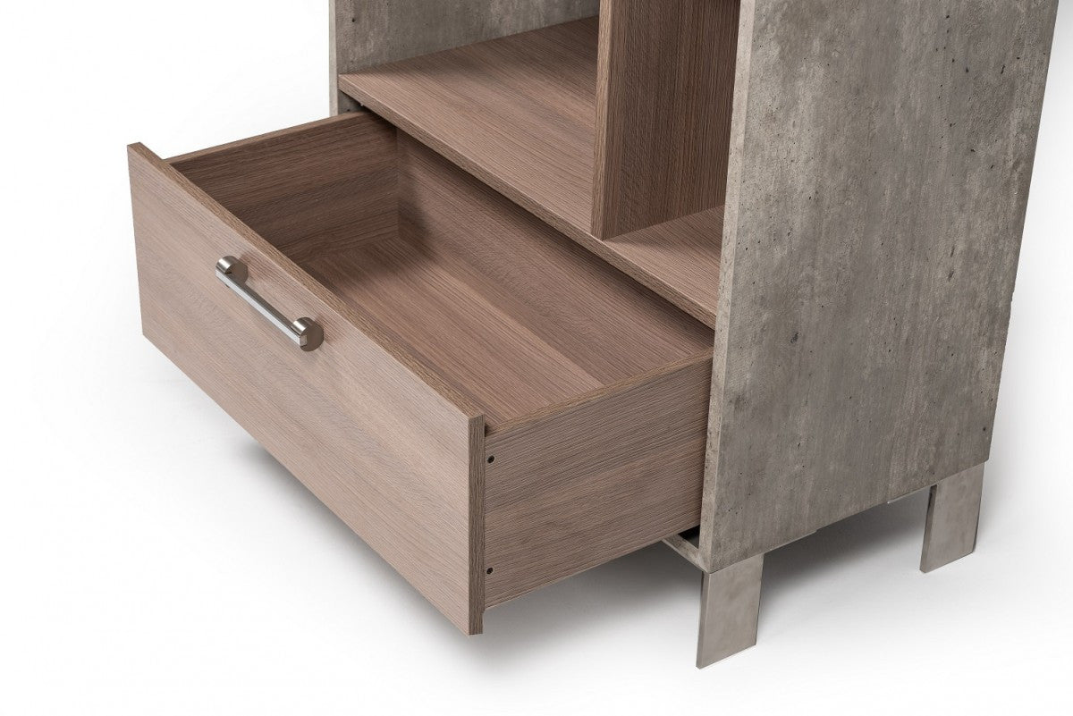 Nova Domus Boston Modern Brown Oak & Faux Concrete Bookcase