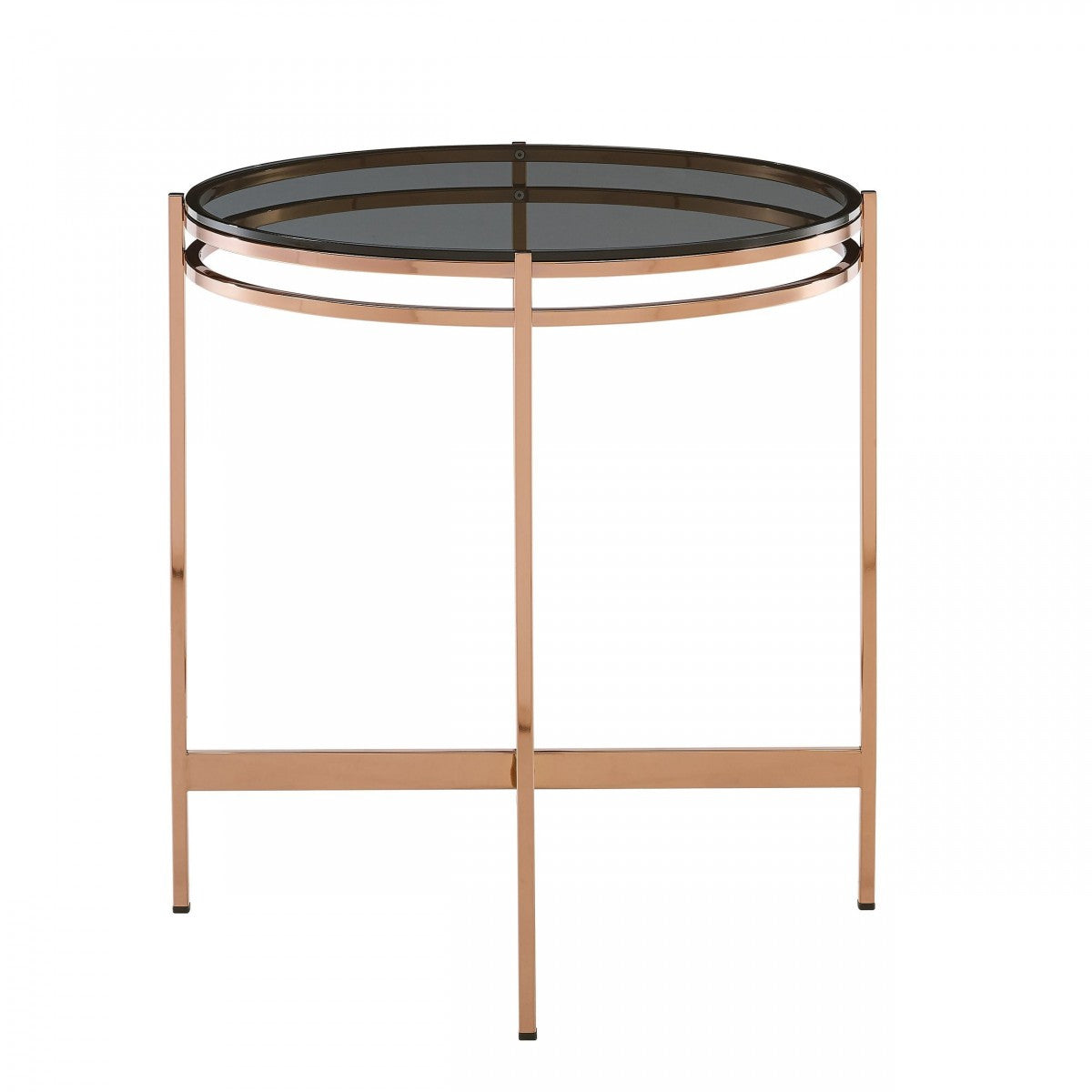 Modrest Bradford Modern Smoked Glass & Rosegold End Table