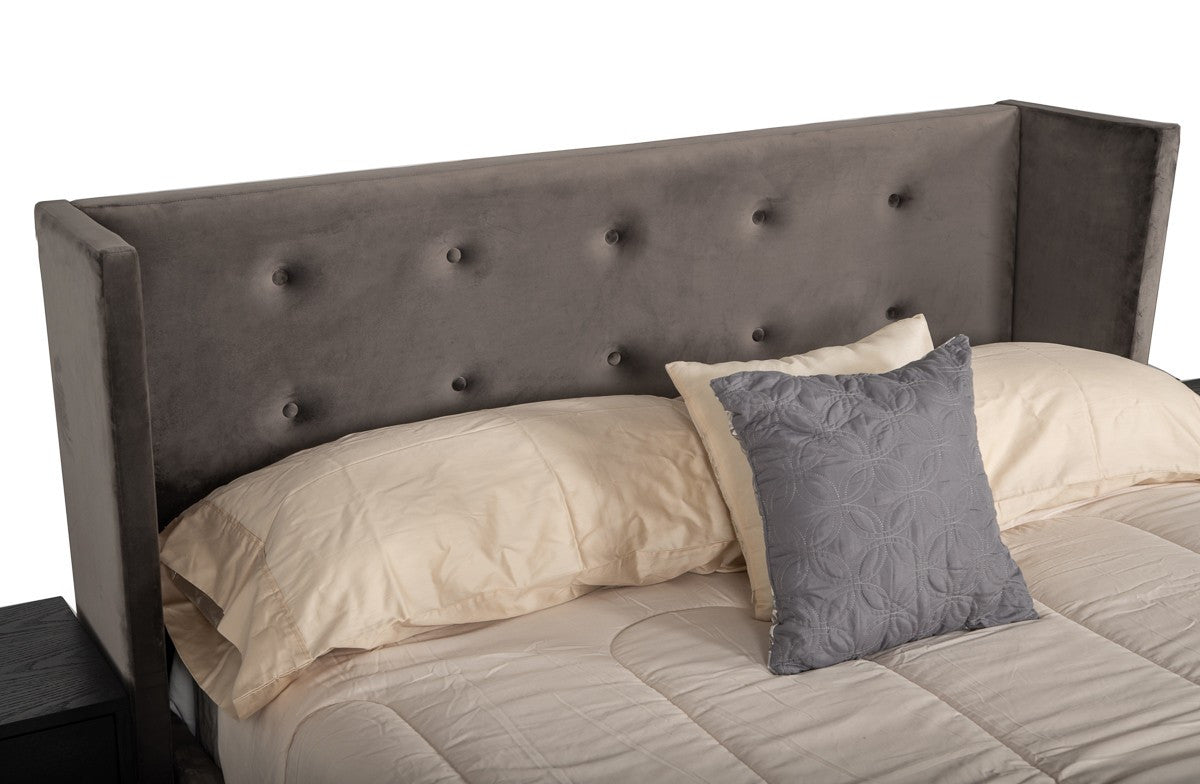 Modrest Bryan Modern Grey Velvet & Gold Bed