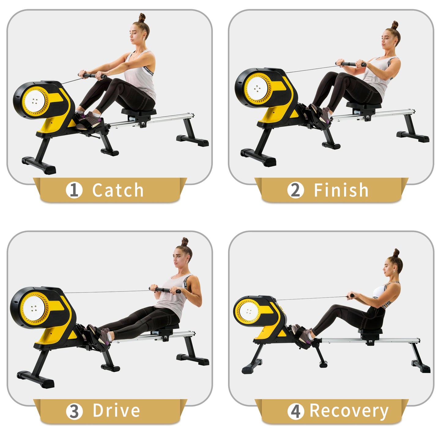 Ledaar Magnetic Rowing Machine with LCD Monitor, 46" Slide Rail and Compact Folding Rower for Home Cadio Workout