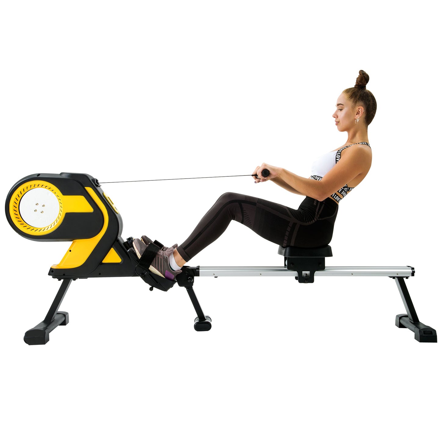 Ledaar Magnetic Rowing Machine with LCD Monitor, 46" Slide Rail and Compact Folding Rower for Home Cadio Workout