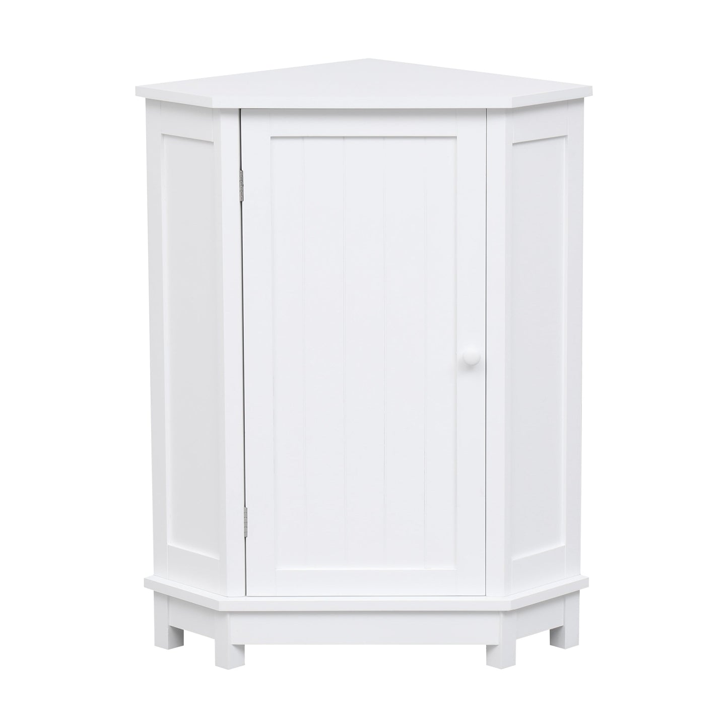 Andria White Bathroom Triangle Corner Storage Cabinet with Shelf Modern Style