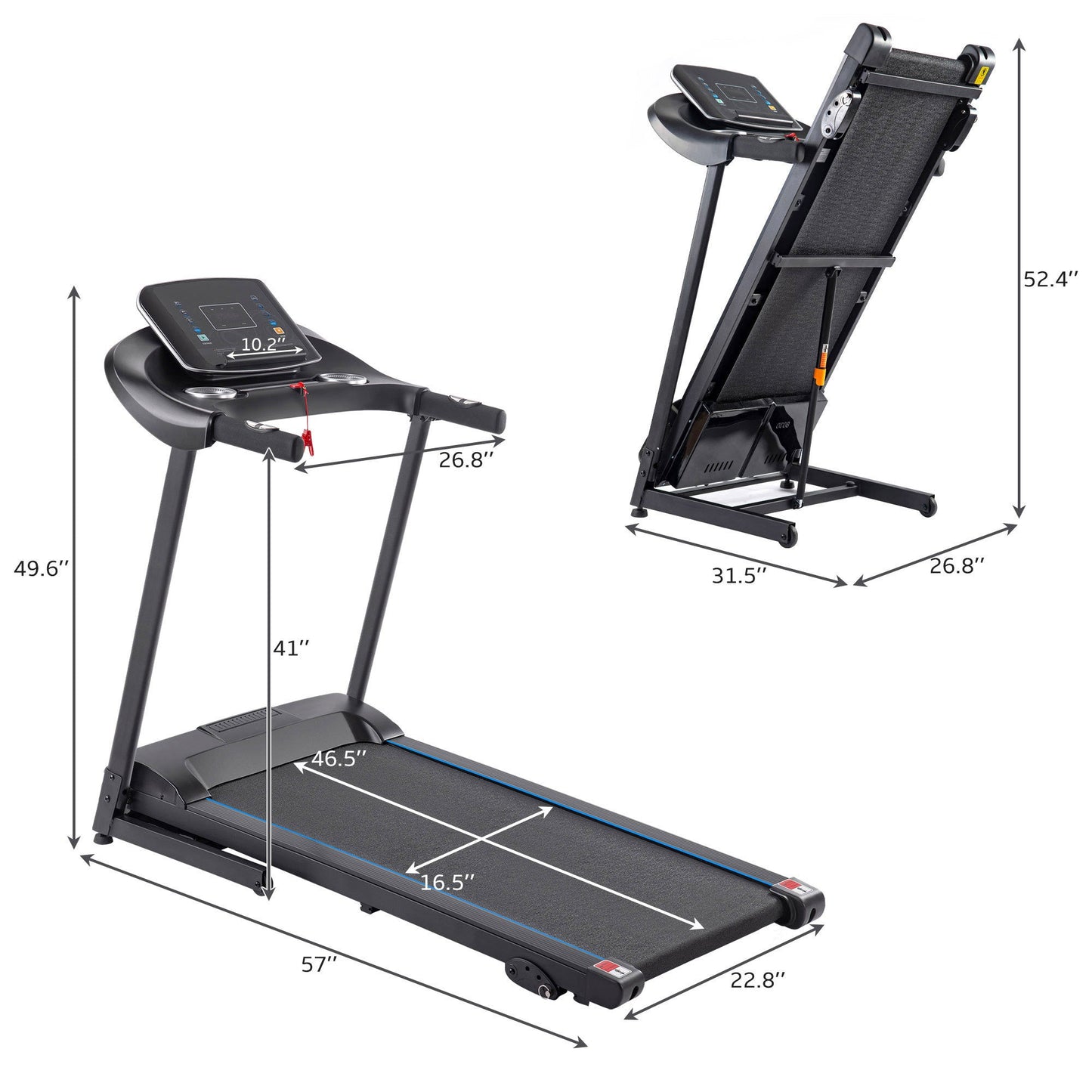 Balar Electric Motorized Treadmill for Home Gym with Audio Speakers & Incline Adjuster