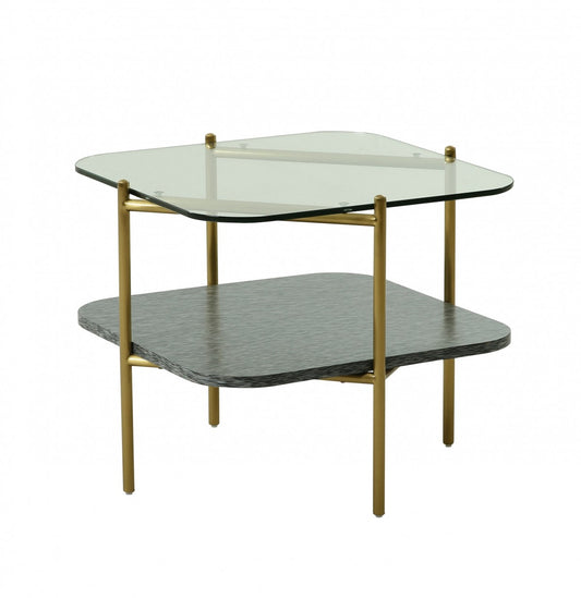 Modrest Cari - Glam Gold + Glass End Table - Stylish Design Furniture