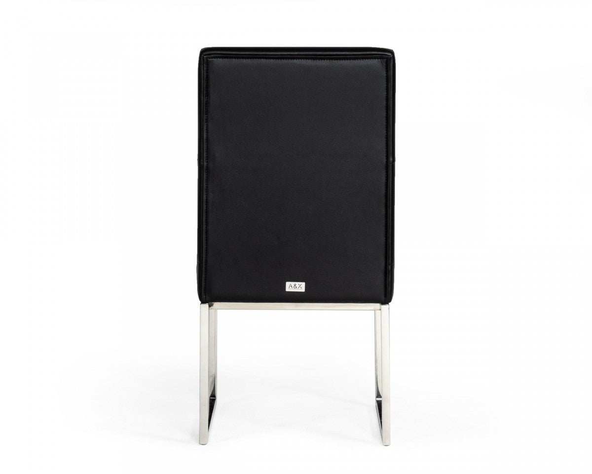 A&X Carla Modern Black Leatherette Dining Chair (Set of 2)