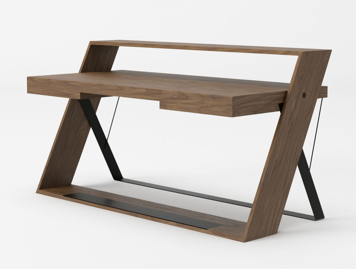 Modrest Carrie Modern Walnut & Black Foldable Desk