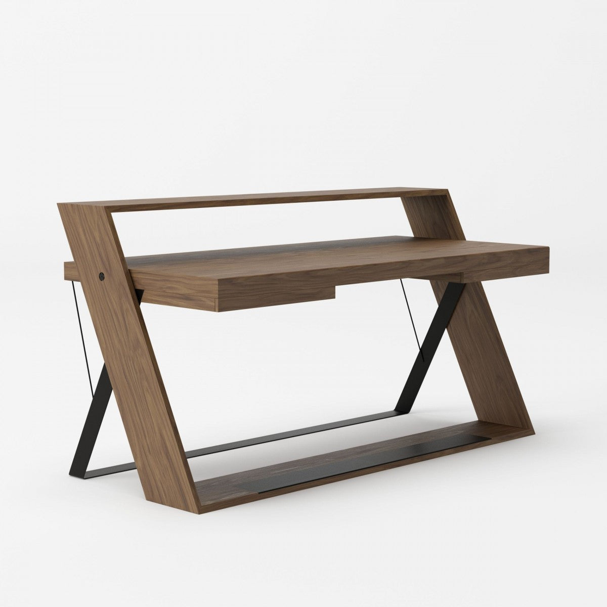 Modrest Carrie Modern Walnut & Black Foldable Desk
