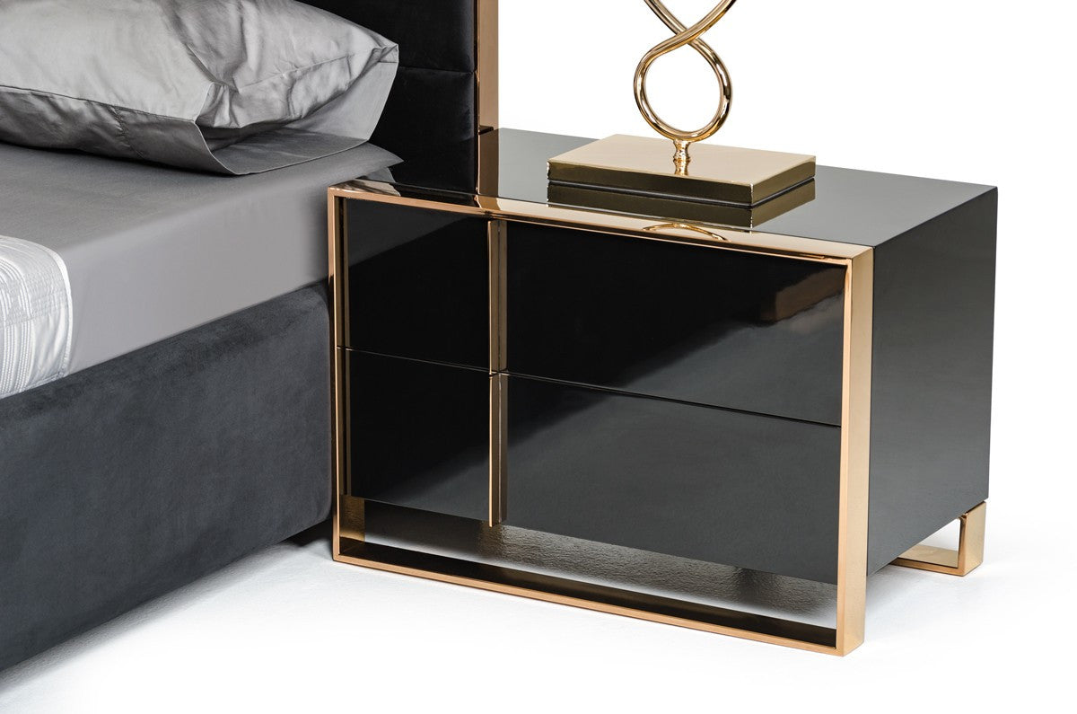 Nova Domus Cartier Modern Black & Rosegold Nightstand