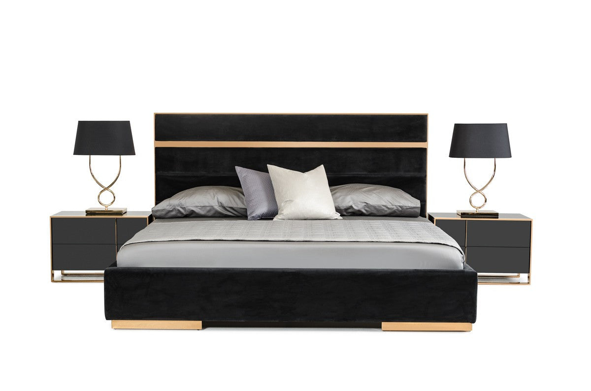 Nova Domus Cartier Modern Black & Rosegold Nightstand