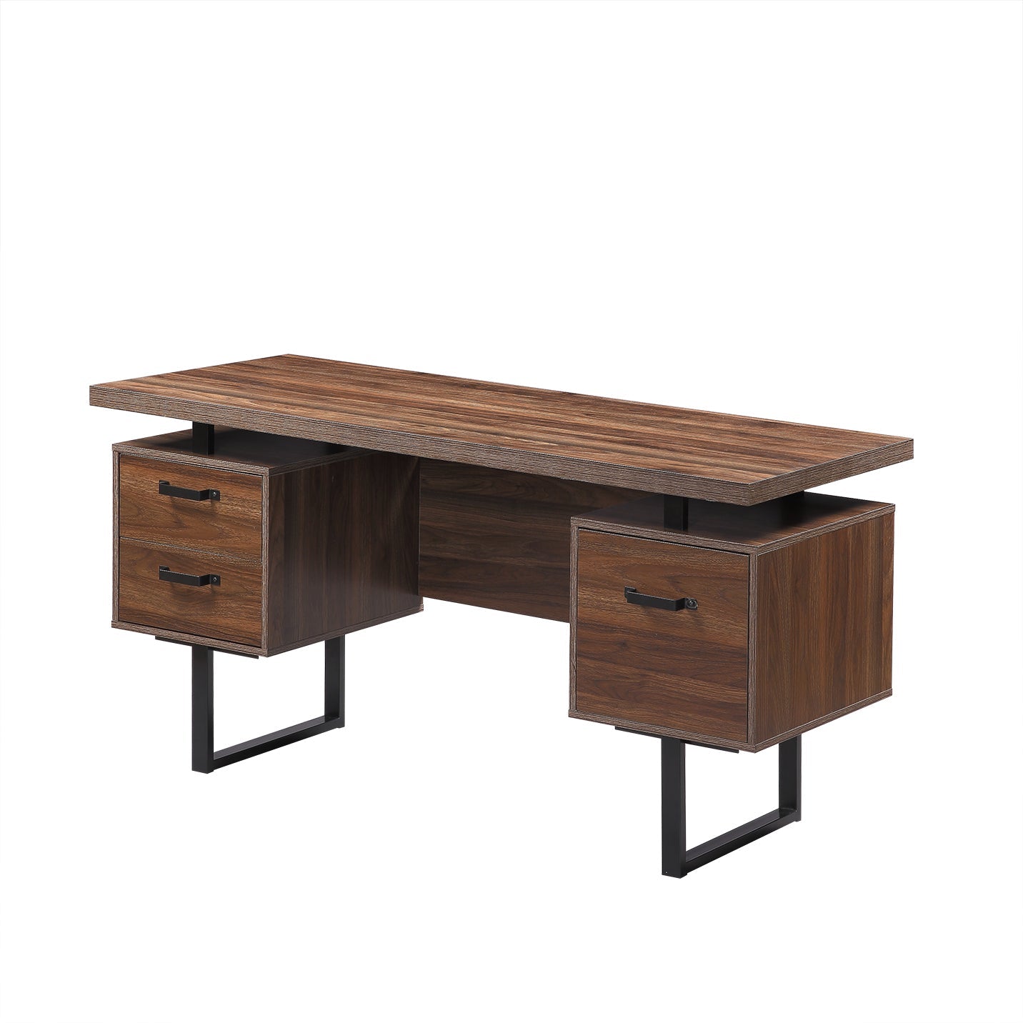 La Spezia Home Office Computer Desk with Drawers Hanging Letter-size Files 59 inch Writing Study Table with Drawers