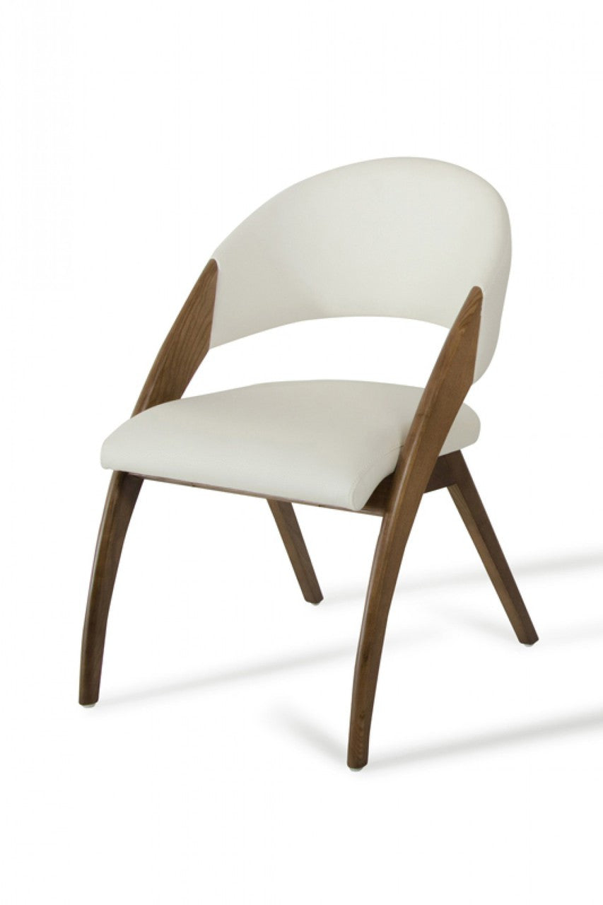 Modrest Lucas Modern Cream & Walnut Dining Chair