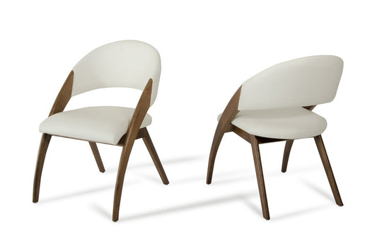 Modrest Lucas Modern Cream & Walnut Dining Chair β Stylish Contemporary Seating - Stylish Design Furniture