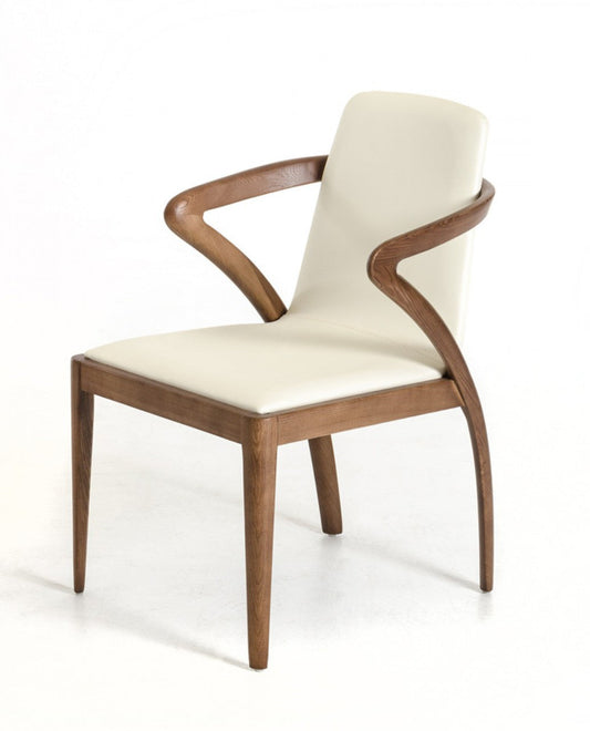 Modrest Falcon Modern Walnut and Cream Dining Chair β Stylish Contemporary Seating - Stylish Design Furniture