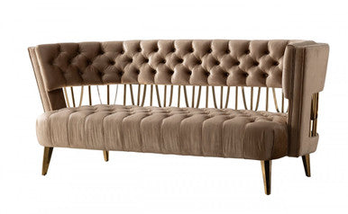 Divani Casa Courtney Beige & Gold Fabric Loveseat