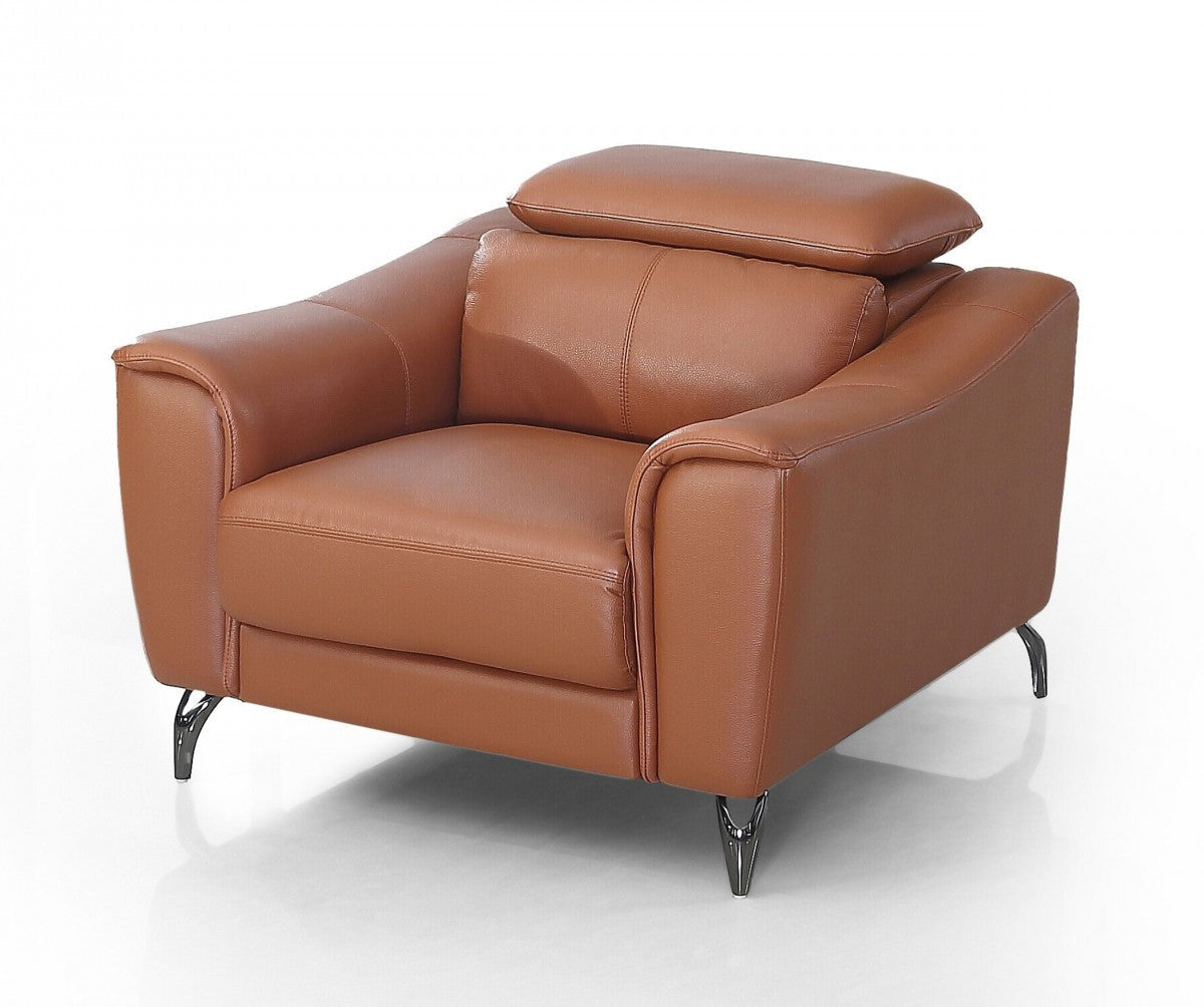 Divani Casa Danis Modern Cognac Leather Brown Chair