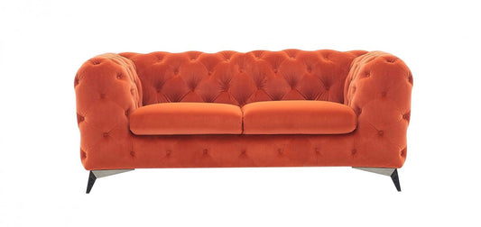 Divani Casa Delilah - Modern Orange Fabric Loveseat - Stylish Design Furniture