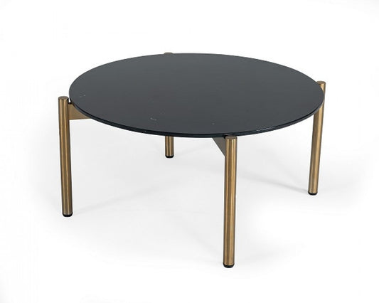 Modrest Denzel - Black Marble + Gold Coffee Table - Stylish Design Furniture